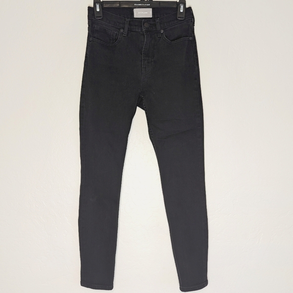 Everlane Womens High Rise Skinny Ankle Jeans Size 26 Cropped Black Stretch Denim - Picture 1 of 6